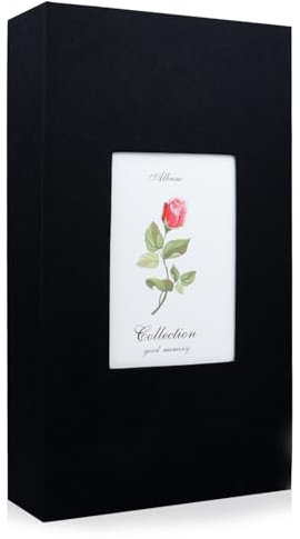Andiker Álbum de fotos, álbum de fotos de 6 x 4 cm con ventana de fotos de 14 x 9 cm para 300 fotos, álbum de fotos de lino de 33 x 18 x 5 cm, para bodas, celebraciones familiares, fiestas para