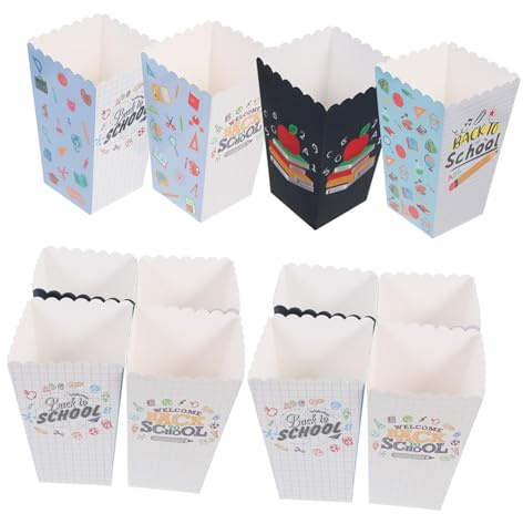 SOLUSTRE 12piezas Cajas De Palomitas Decorativas Para Regreso Clases Diseño De Fiesta Escolar Contenedores De Snacks Para Decoración De Aula y Fiestas Para Primer Día De Escuela