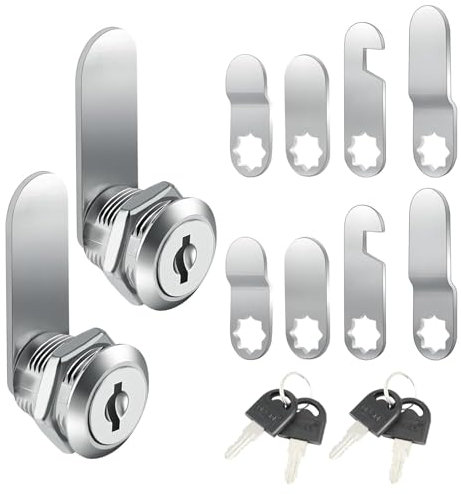 2 Serratura Cassetta Postale - Serratura Armadietto - Serrature per Armadietti - Fornite con 4 Chiavi e 8 Diverse Piastre di Serratura - Adatte per Armadietti per Documenti e Casse Postali (25mm)