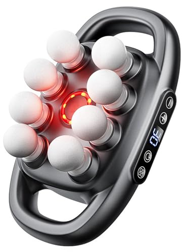 8 Head Massage Gun Deep Tissue, 16-Antrieb 8-Kopf-Massagepistole, 3D Muskel Massagegerät mit 30 Geschwindigkeiten 3 Modi & Rot Licht, Elektrisches Massagegerät für Beine, Taille, Rücken, Gesäß