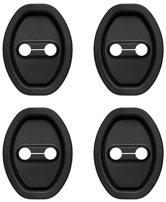 NFAHBAQA 4pcs Car Silicone Door Latch Protective Cover for Tesla Model Y 2020-2024 2025, Universal Fit Silicone Pad, Noise Reduction Scratch Rust Prevention,Black