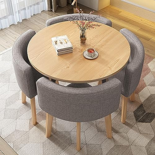 Esstisch Set mit 4 Stühlen - Moderne Holz Konferenztisch und Stuhl Kombination für Wohnzimmer und Esszimmer, für entspannte Zusammenkünfte