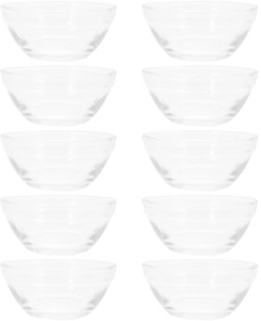 FIXOSHEE 10 pièces Lot de Bols Empilables Verre pour Dessert Mini Bols Transparents pour Sauces Épices et Garnitures Coupelles pour Crème Glacée et Préparation