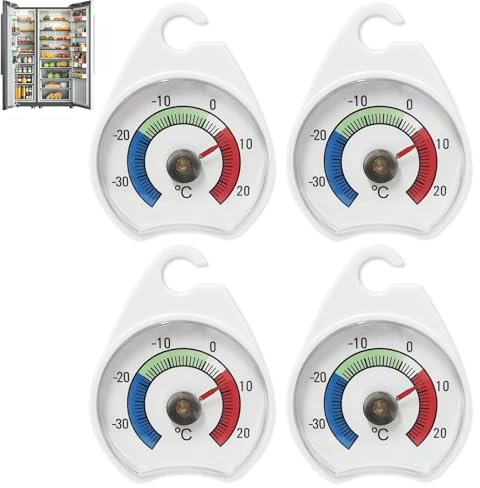 4 Pcs Fridge Thermometer Uk Dial Fridge And Freezer Thermostat For Temperature Control Reusable With Hanging Hook Coloured Zones