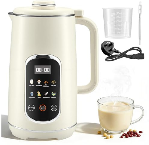 8 in 1 Nut Milk Maker, 1200ML Soy Milk Maker with 18h Timer/PreSet/AutoClean/KeepWarm/Boil Wate, Automatic Plant-Based Milk Maker for Almond Milk, nut Milk, Oat Cashew Milk, Soups, Juice