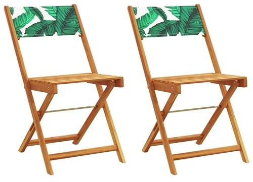 Eleganz Lot de 2 chaises de bistrot en bois d'acacia massif avec finition à l'huile et revêtement en tissu (100 % polyester) – Meubles de jardin élégants pour terrasse et balcon – Durable et résistant