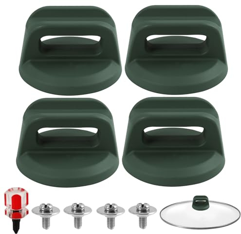 FunWorth Pan Lid Knob, 4 Pack Universal Cookware Lid Handle, Heat Resistant | Green. Bakelite. 4 heat resistant lid cover knobs. Ergonomic grip. Screws, washers, screwdriver. Dishwasher safe