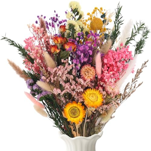 LAUMOE 48 Stück Trockenblumenstrauß Groß Set, 42cm Trockenblumen Deko Set für Dried Flowers Getrocknete Blumen Wohnzimmer Home Hochzeit Vasen Tischdeko (Stil 6)
