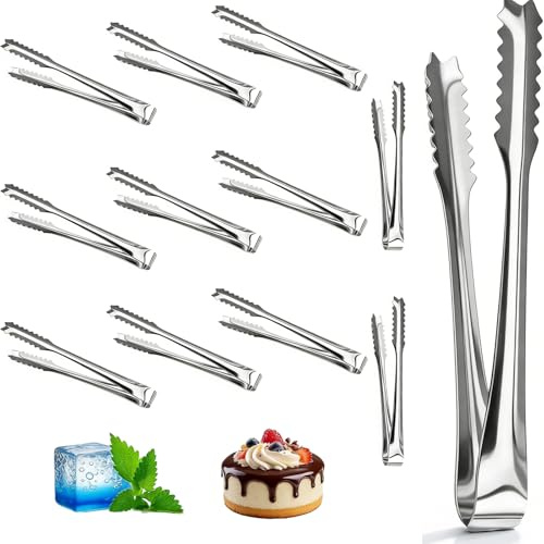 Ice Tongs, 12 Sweet Tongs for Sugar and Sweets, Small Kitchen Tongs with 15 cm Length Mini, Small, Sugar, Serving Tongs for Food, Sweets, Bread, Cake