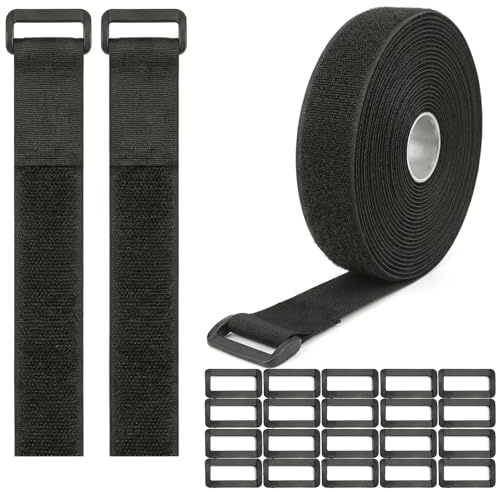 Gkhlg 1 Roll Heavy Duty Hook and Loop Tape Adjustable Reusable Cinch Straps for Home Office Outdoor Cable Organizing Bike Luggage Camping Storage (5cm×5m)