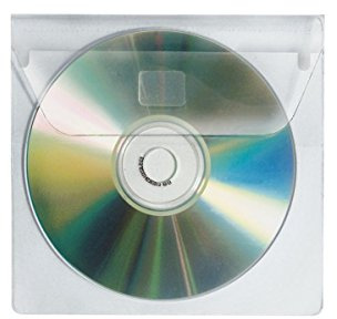 VELOFLEX - CD-Hüllen zum Einkleben für 1 CD, Selbstklebend, 100 Stück | CD-Umschläge aus Kunststoff, mit Verschlusskappe, für Ringordner und Arbeitsmappen, glasklar