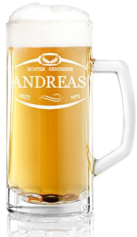 polar-effekt Bierglas Personalisiert mit Gravur Männergeschenk - Bierkrug mit Name und Jahreszahl - Bierseidel 0,5L Geschenk-Idee zum Geburtstag