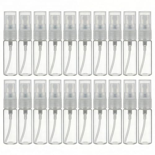 Bottigliette spray vuote da 3 ml con nebulizzatore, portatili, trasparenti, ricaricabili, utili per viaggi, profumi, make-up, 20 pezzi