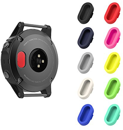 MoKo 10-Stück Silikon Staubstecker Kompatibel mit Garmin Fenix 7/7S/7X/6/6S/6X/5/5S/5X/Vivoactive 3/4/Forerunner 45/245/745/945/Venu 2/Instinct, Ladeanschluss-Schutz Anti-Staub Stecker, Multicolor B