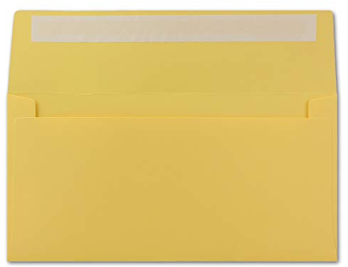 25 DIN Lang Brief-Umschläge Honig-Gelb - 11 x 22 cm - 120 g/m² Haftklebung Standard Brief-Kuverts für Taufe & Einladungen von Ihrem Glüxx-Agent