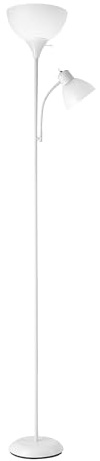 Globe Electric 67136 72 Torchiere Floor Lamp with Adjustable Reading Light, Matte White Finish, Frosted Shades, Rotary Switch on Socket, E26 Base