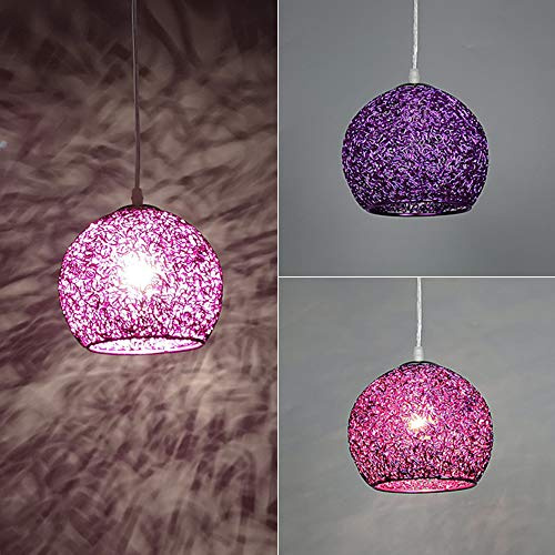 Wankd Moderne Kronleuchter, Nordisch Lampe Aluminiumdraht Pendelleuchte E27 Lampenfassung | Macaron Design Hängeleuchte Leucht für Wohnzimmer, Küche oder Hängend über den Esstisch (Lila)