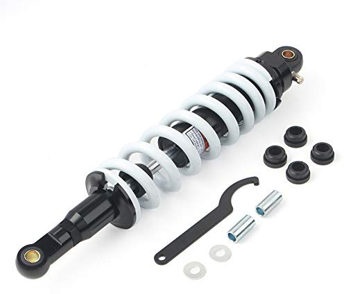 Three T 400mm amortisseur moto Suspension d'amortisseur d'air arrière universelle compatible avec le blanc de Scooter de Quad de vélo de rue ATV