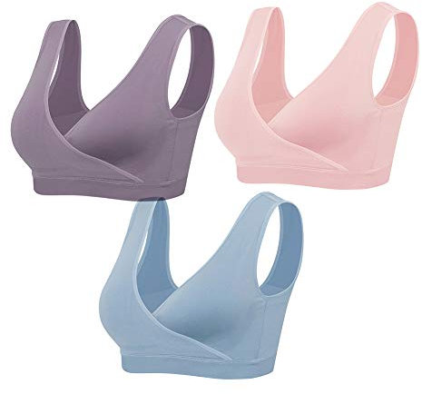 Lemef Nursing Sleep Bras Wirefree Maternity Breastfeeding Bras 3 Pack