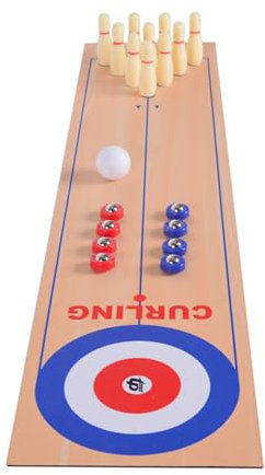 Campsie Mesa Curling, Kit Juegos Curling Mesa, 3 En 1 Juego De Mesa Bowling Shuffleboard, Juego De Rizos, Tejo Y Bolos, Juegos De Mesa Portátiles, Diversión Familiar Y Fiestas