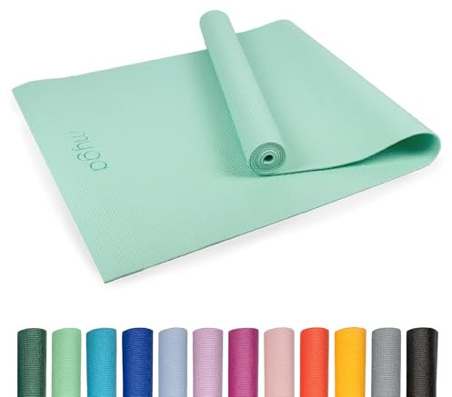 Myga Einsteiger-Yogamatte | Rutschfest & Leicht zu tragen – 4 mm Dicke | Ideal für Yoga, Pilates, Meditation & Fitnessübungen | 173 cm x 61 cm x 4mm | Salbei