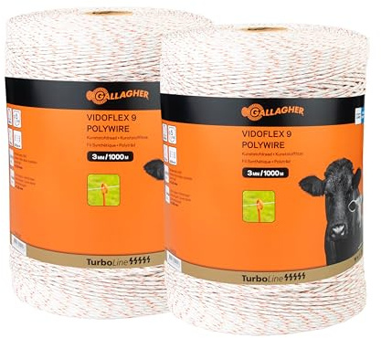 Gallagher 2x 1000 m Vidoflex 9 TurboLine Plus Weidezaunlitze (weiß)