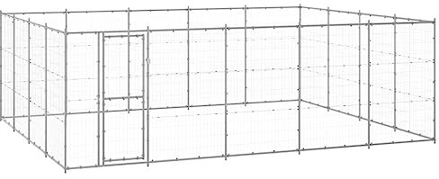 vidaXL Outdoor Hundezwinger Verzinkter Stahl 24,2m² Hundekäfig Hundehütte