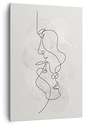 ARTTOR Cuadro Decorativo 70x100 cm Moderno Vertical Personas Arte - 4629 | Soltero Línea Hombre Cuadro sobre Lienzo Grande Arte mural Decoración del Hogar Salón Dormitorio Cocina Cuadros de Pared