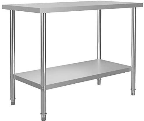 KOIECETA Küche Arbeitstisch mit Aufkantung Verstellbare Füße Gastronomie Gastro Edelstahltisch Küchentisch Zerlegetisch Tisch Edelstahl (120 x 60 x 85 cm)