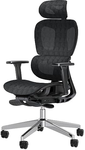 PatioMage Ergonomic Office Chair with Footrest, Big and Tall Desk Chair with Adjustable Lumbar Support, Seat Depth & 3D Armrests, High Back Mesh Computer Chair for Home Office, Black