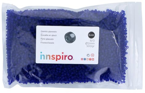 Runde Glassteine, starke, blaue Glasur, 3,0 mm, 8/0, 500 g.