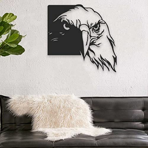 KLZUOPT Eagle Metal Wall Art Decor, Ferocious Eagle Head, Metal Wall Art, for Living Room Black Animals Wall Sculpture Unique Outdoor Birds Metal Decor,ndoor Outdoor,Lodge, Hunting