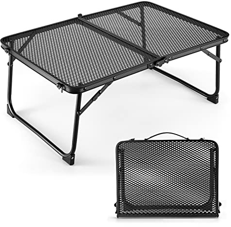 Odoland Portable Camping Table Ultralight Aluminum Folding Picnic Table Small Camp Table for Beach Hiking Backpacking Outdoor Indoor Picnic RV BBQ Black