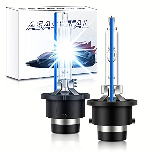 Asasytal D4S Xenonlampor 35W 8000K Cool Blue Whit Light Ljusstyrka Bi-Xenon Strålkastare Xenarc Strålkastare Eftermontering, Uppgradering HID Bilstrålkastarenheter för Original Xenon Lampbyte, 1 par