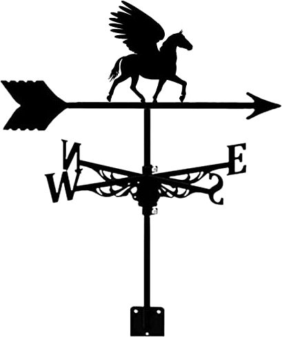 EICOFF Durable Girouette Toit Métal Girouette Cheval Volant Silhouette Indicateur de Direction du Vent pour Jardin Patio Ferme Grange Garage Clôture Extérieur Gazebo Décorer