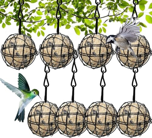 8er Meißenknödelhalter Vogelfutterstation,Metall Vogelfutterspender,Aufhängen Vogelfutterstation mit Haken,Futterspender Vögel,Aufhänger für Vogelfutter,Futterspender für Meisenknödel