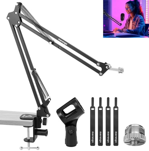 Marengo Mikrofonarm für Blue Yeti Mikrofon, HyperX QuadCast, SoloCast Yeti x und andere Mikrofone, Mikrofonarm mit Tischhalterungsklemme, 0,95 cm bis 1,6 cm Schraube für Live-Streaming, Podcast