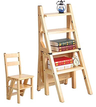 Leitern Teleskopleiter Tragbare zusammenklappbare Trittleiter, 4 Stufen Massivholztreppe Stuhl Klappleiter Home Climb Up Holz-Utility-Trittleiter,2#