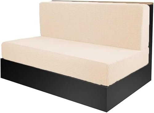 Hochelastische Kissenbezüge Für Wohnmobil-Essecke Jacquard Couchbezug Für Wohnmobile Rückenlehnenbezug Camper Autositzbankabdeckung Einfarbiger Schonbezug Für Loveseat-Sofa Möbelschutz ( Color : Beige
