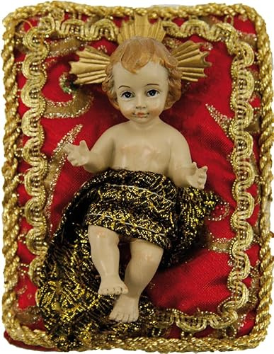 FADEDA Baby Jesus on Cushion, Red/Height: 12 cm/Hand-Painted/Detailed Nativity Figures - Christmas Table Decoration Nativity Accessories