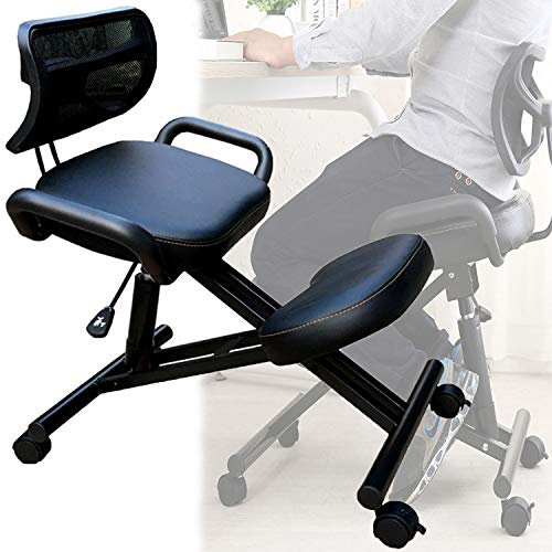 ALEjon Verstellbarer, ergonomischer Kniestuhl mit Rückenstütze, Rädern und orthopädischer Korrektur – lindert Nacken- und Beinermüdung
