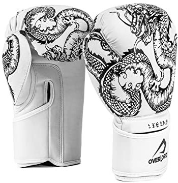 Overlord® Boxhandschuhe Legend I Kickboxing, Sparring, Box, MMA I Boxhandschuhe Männer I Boxing Gloves in verschiedenen Größen (Weiss, 8 oz.)
