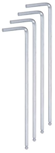 QUARKZMAN 4 Piezas de Llave Hexagonal de Bola de 2.5 mm, Llave Hexagonal en Forma de L de Brazo Largo de Acero Cromado Vanadio Métrico, Herramienta de Reparación de Acero, Tono Plateado