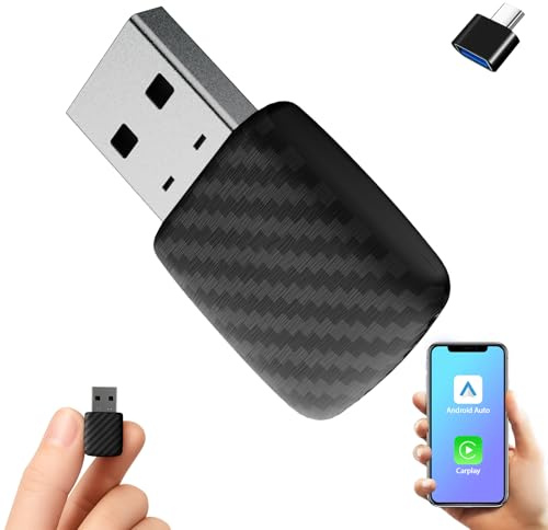 Autonano Mini Adaptador inalámbrico USB CarPlay, dongle Multimedia, Adaptador inalámbrico Android Auto 2 en 1, convertir cableado a inalámbrico, actualización (A10)