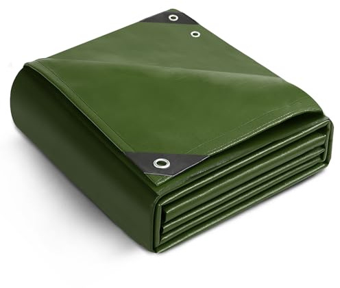 Keplin Waterproof Tarpaulin Cover Sheet, Heavy Duty, Mould-Resistant, Easy to Wash - PE Material, Reinforced Edges with Metal Eyelets, Green 90GSM Ideal for Indoor and Outdoor Protection (3 x 4 Metre)