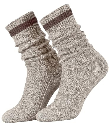 Moschen-Bayern Trachtensocken Herren Socken Lederhose Tracht Trachtenstümpfe Jagdsocken Kurz Beige Braun