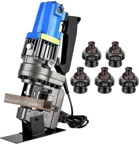 HENGCMM Perforadora Hidráulica Eléctrica de 1300 W, Perforadora de Metal con 5 Matrices para Metal Perforadora de Agujeros Perforadora de Acero de Canal para Placas de Hierro, Cobre y Aluminio