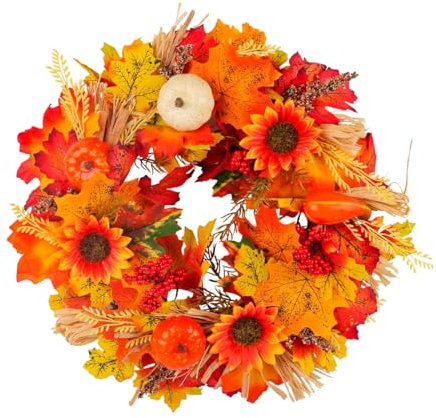 Herbstkranz mit Kürbis und Ahornblättern Ideal für Thanksgiving Innenraum Girlande für Feste Partys für den herbstlichen Charme und die Schönheit in Ihr Zuhause