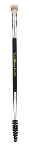Bdellium Tools Professional Makeup Brush - Maestro Series 728 Double-ended Bent Lash Fan and Spoolie - With All-Vegan Synthetic Fibers, For Achieving Clean, Clump-free Mascara Application (Black, 1pc)
