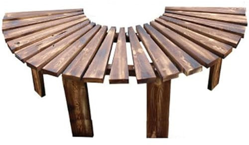 ENWYTE Massivholz Outdoor Garten Baumbank 120cm Halbrund Baumbank zum Umwickeln Hölzerne Gartenbank Terrassensitzmöbel für Hof Garten Terrasse Balkon Café(A)